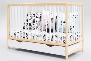 Postýlka Dominic 120/60 s šuplíkem bílá-borovice